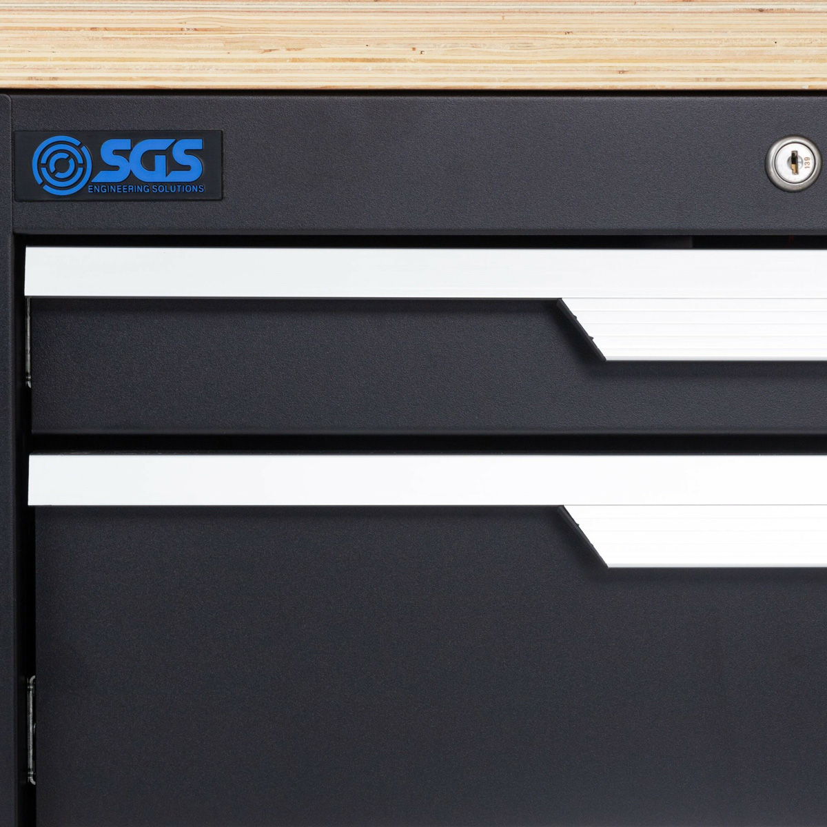SGS 14pc Garage Storage System | 5 Drawers | Pressed Wood Worktop | Floor Cabinet | Tall Single & Double Cabinets | Bin Unit | Sink Unit